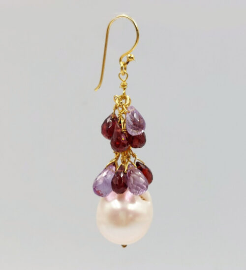 ruby pearl gold earrings
