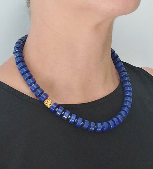 Long and beautiful, the Belle Théa Necklace in natural lapis lazuli and  14ct yellow gold brings an elegant statement to the new collection -  CountryClubuk