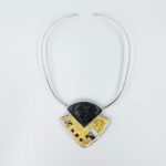 black jasper garnet silver pendant