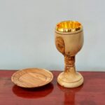 gold & olivewood wine goblet, Bethlehem