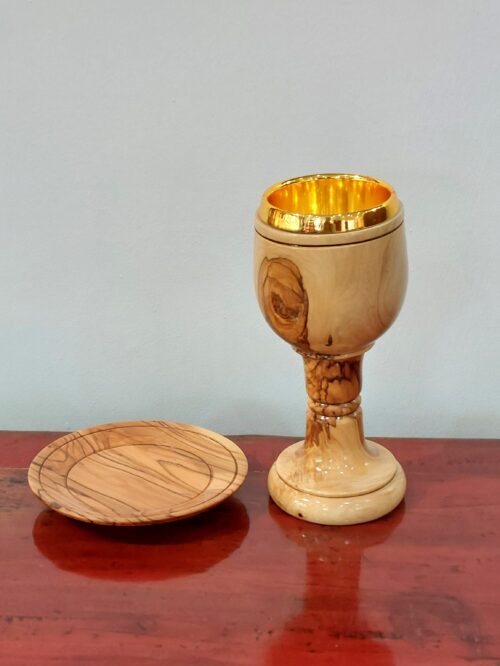 gold & olivewood wine goblet, Bethlehem
