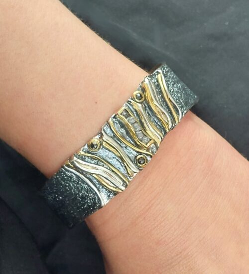 black-diamonds-mixed metals-bracelet